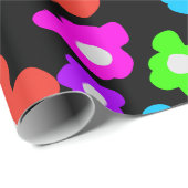 Papier Cadeau Noir rétro Arc-en-ciel couleur Fleurs Motif (Coin rond)