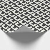 Papier Cadeau Noir Rétro Blanc Géométrique Moyen Siècle Moderne (Coin)