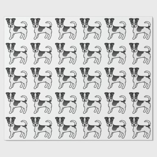 Papier Cadeau Noir Rocheux Jack Russell Terrier Chien Motif (Plat)