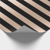 Papier Cadeau Noir rose d'or de poussin moderne élégant barré (Coin)