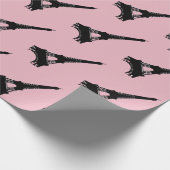 Papier Cadeau Noir rose parisien de Tour Eiffel (Coin)