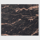 Papier Cadeau Noir rose rose rayures rousses Marbre Pierre Glam (Plat)