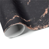 Papier Cadeau Noir rose rose rayures rousses Marbre Pierre Glam (Coin rond)