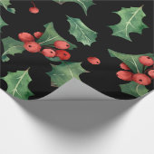 Papier Cadeau Noir rouge de Noël Mistletoe verte (Coin)