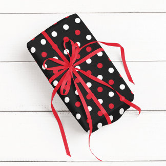Papier Cadeau Noir Rouge et Blanc à pois