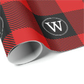 Papier Cadeau Noir rouge XXL Buffalo Planté Lumberjack IR Monogr (Coin rond)