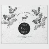 Papier Cadeau Noir Rustique Blanc Vacances Affaires Logo Noël (Plat)