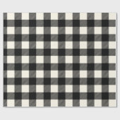 Papier Cadeau Noir rustique et blanc cassé Buffle Plaid Noël (Plat)