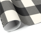 Papier Cadeau Noir rustique et blanc cassé Buffle Plaid Noël (Coin rond)