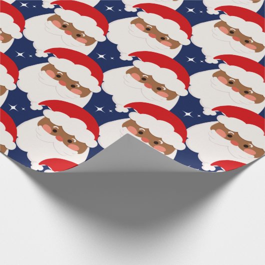 Papier Cadeau Noir Santa Claus Étincelle Esthétique Noël Bleu (Coin)