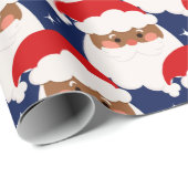 Papier Cadeau Noir Santa Claus Étincelle Esthétique Noël Bleu (Coin rond)