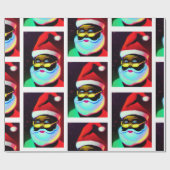 Papier Cadeau Noir Santa Claus jolly saint Nic Noël (Plat)