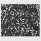 Papier Cadeau Noir sur blanc Acanthus Leaf Black Floral Palace (Plat)