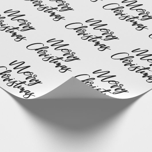 Papier Cadeau Noir sur blanc Joyeux Noël Script (Coin)