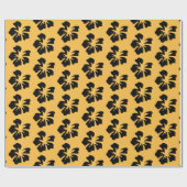 Papier Cadeau Noir sur Hibiscus jaune (Plat)