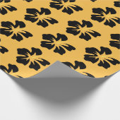 Papier Cadeau Noir sur Hibiscus jaune (Coin)
