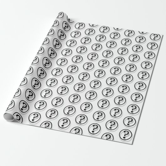 Papier Cadeau Noir sur les points d'interrogation blancs (Déroulé)