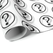 Papier Cadeau Noir sur les points d'interrogation blancs (Coin rond)