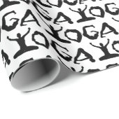 Papier Cadeau Noir sur les positions de Yoga blanc Silhouettes (Coin rond)