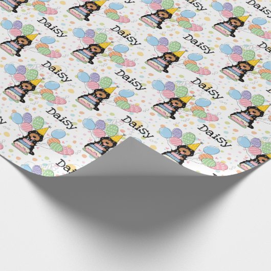 Papier Cadeau Noir Tan Cockapoo Cavapoo Chien Anniversaire (Coin)