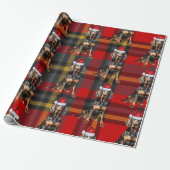 Papier Cadeau Noir Tan Coonhdog et Rouge Plaid Noël (Déroulé)