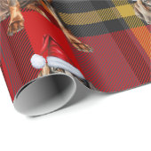 Papier Cadeau Noir Tan Coonhdog et Rouge Plaid Noël (Coin rond)
