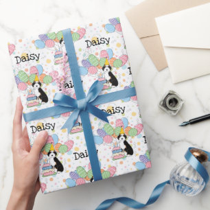 Papier Cadeau Noir Tri Couleur Aussiedoodé Chien Anniversaire