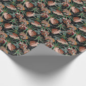 Papier Cadeau Noir tropical : Motif de forêt exotique foncé (Coin)