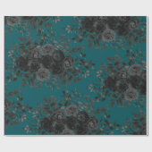 Papier Cadeau Noir Turquoise Rose gothique Élégant mariage (Plat)