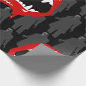 Papier Cadeau noir vampire fangs nosferatu noir éffrayant noir (Coin)