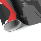 Papier Cadeau noir vampire fangs nosferatu noir éffrayant noir (Coin rond)