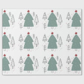 Papier Cadeau Noir vert illustré (Plat)
