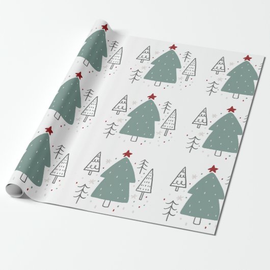 Papier Cadeau Noir vert illustré (Déroulé)
