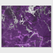 Papier Cadeau Noir violet Marbre blanc argenté brillant (Plat)