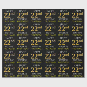 Papier Cadeau Noircissez, or le "JOYEUX 22ème ANNIVERSAIRE " de