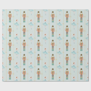 Papier Cadeau Noisette Ballerina Bleu Vintage Noël
