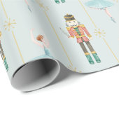 Papier Cadeau Noisette Ballerina Bleu Vintage Noël (Coin rond)