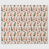 Papier Cadeau Noisette de Noël Art populaire (Plat)