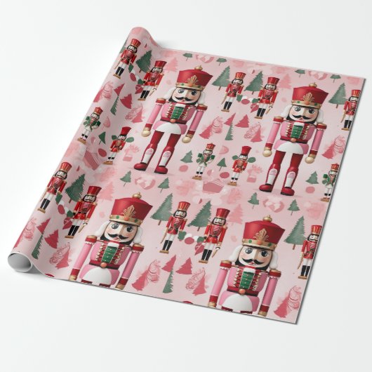 Papier Cadeau Noisette mignonne rose vert rouge Noël (Déroulé)