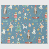 Papier Cadeau Noisette Noël bleu (Plat)