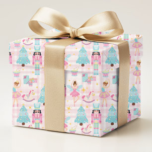 Papier Cadeau Noisette rose bleu Noël Ballerina