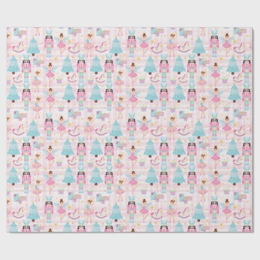 Papier Cadeau Noisette rose bleu Noël Ballerina (Plat)