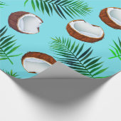 Papier Cadeau Noix de coco et palmettes tropicales (Coin)