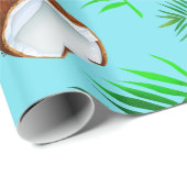 Papier Cadeau Noix de coco et palmettes tropicales (Coin rond)