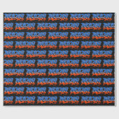 Papier Cadeau Nolan prénom nom Graffiti bleu orange (Plat)