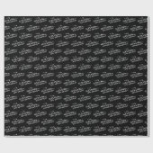 Papier Cadeau Nom Âge Anniversaire Noir et Blanc (Plat)