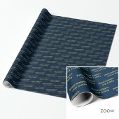 Papier Cadeau Nom Âge Navy & Or 80e Anniversaire