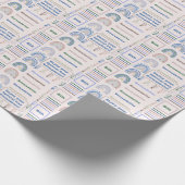 Papier Cadeau Nom Âge Sentiment Boho Arc-en-ciel rose bleu vert (Coin)