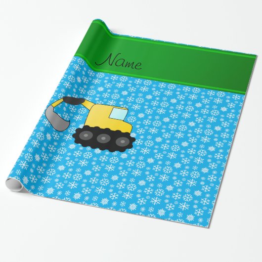 Papier Cadeau Nom backhoe ciel bleu flocon de Noël (Déroulé)