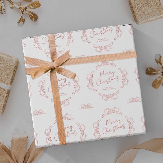 Papier Cadeau Nom blanc et rouge tiré à la main Noël lunaire